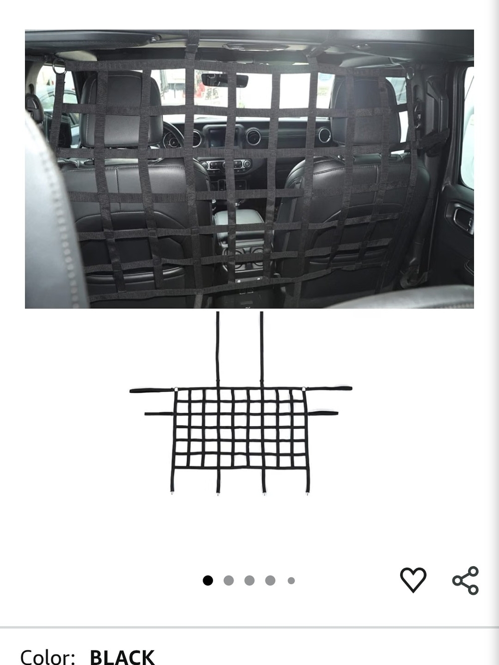 Black Vehicle Cargo Barrier Net — Secure Interior Organizer